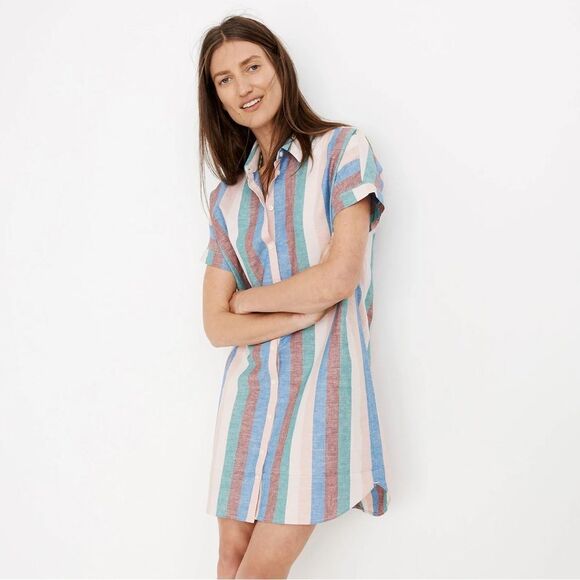 Madewell Central‎ Linen Button Down Shirtdress in Flagstaff Stripe XS - Picture 8 of 8
